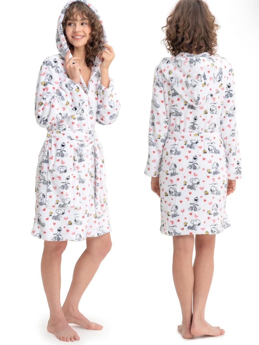 Berkshire Women’s Size L Peanuts® Snoopy VelvetLoft White Valentine Robe